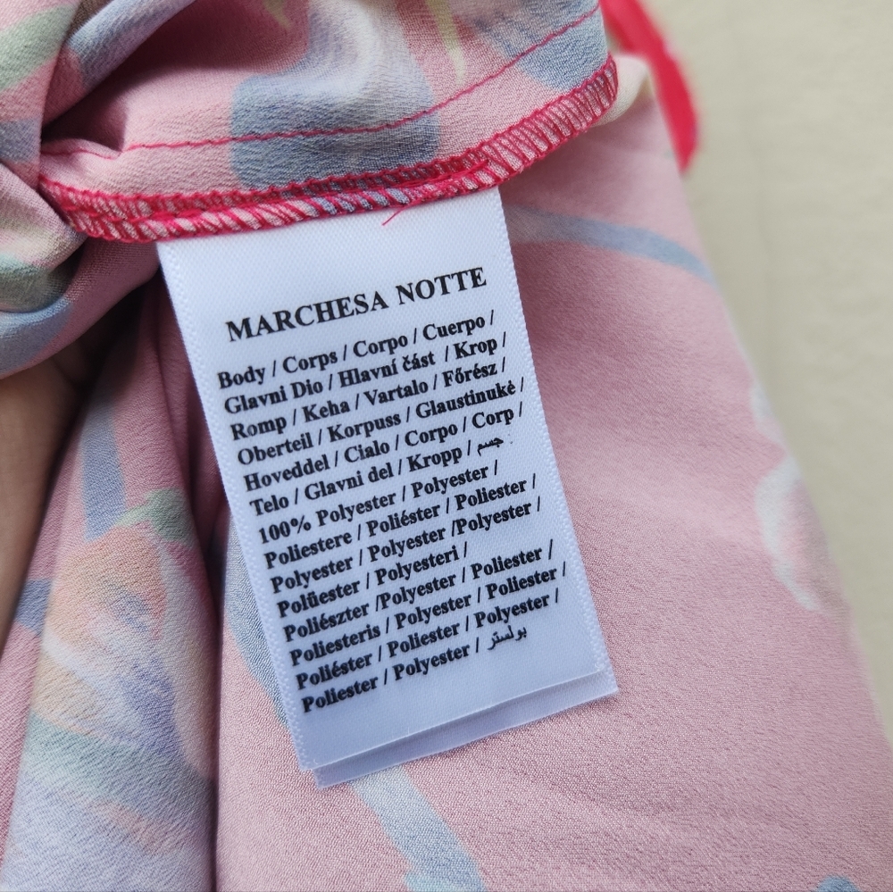 Marchesa Notte Women's Ribbons Tulle Midi Dress in Pink - Picture 12 of 12